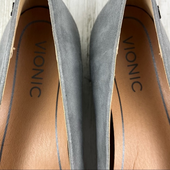 Vionic Gray Suede Pointed Toe Ballet Flats 8 Comfort Shoes - Picture 5 of 10